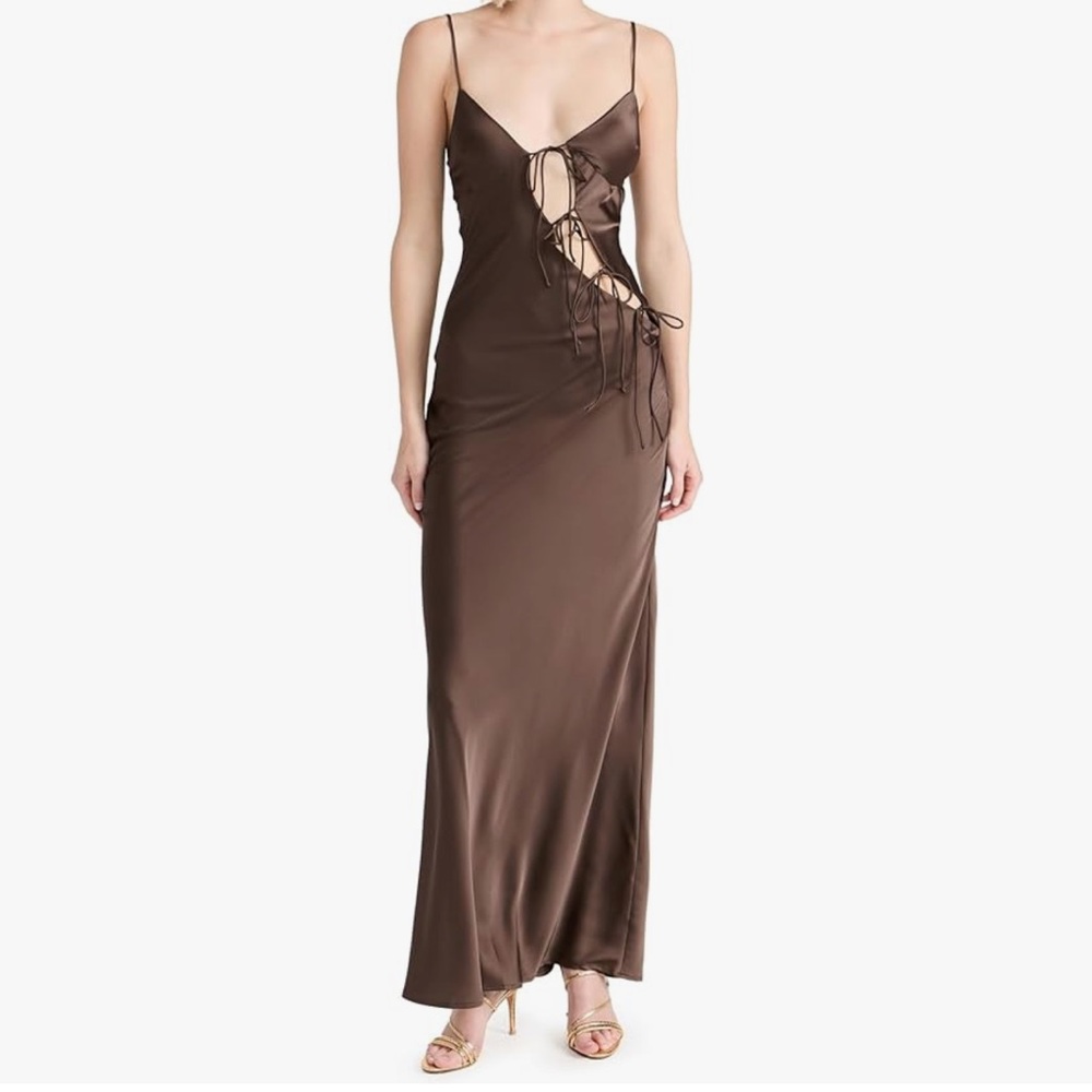 Brown Silk Maxi Dress